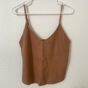 OZMA Silk Noil Sand dusty clay taupe pink Spaghetti Strap tank Top